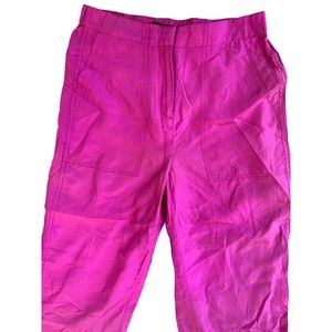 Re-Imagined By J.Crew Straight Leg Pants Pink Slash Pockets Viscose Linen 8 NWT